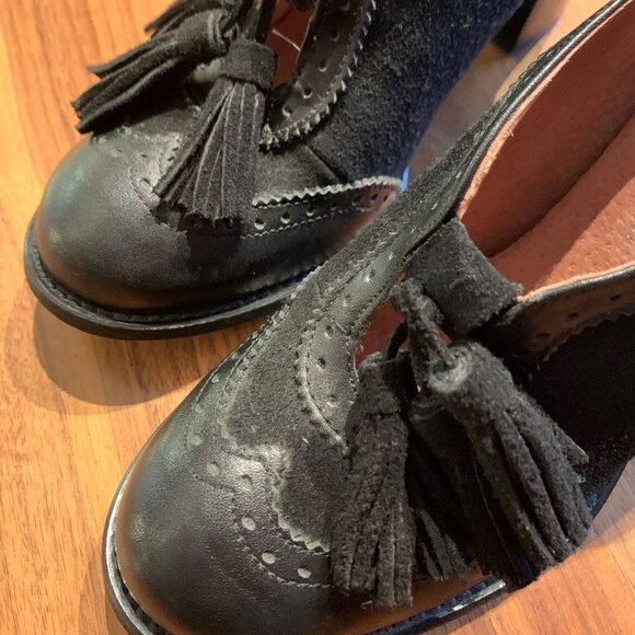 Shoe, Office of London, all leather and suede, sz 38, stacked heel, oxford style - Picture 6 of 16